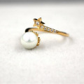 High Quality Hot Selling Big pearl Ring Star Design 0.25 Carat Bague en diamant